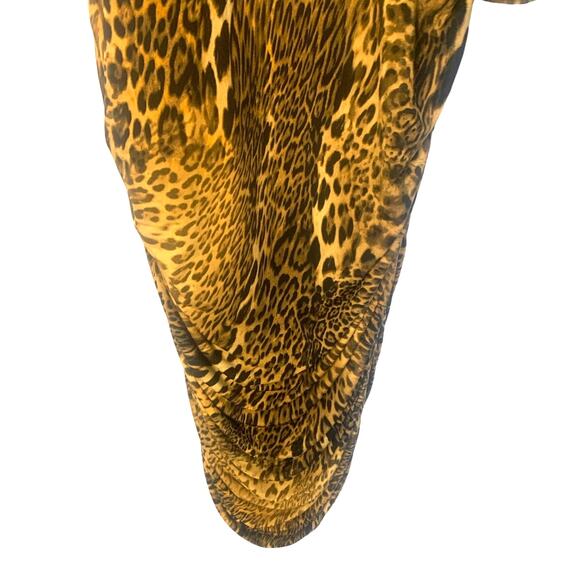ASHRO Leopard Dress 18 Black / Gold Bodycon Cape Sleeve Tuck Front Sexy Elegant - Picture 9 of 11